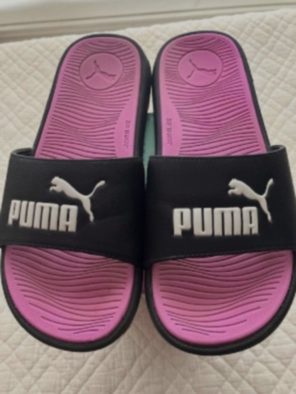 Puma Pink and Black Slides Women's US 9